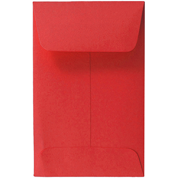 JAM Paper #1 Coin Business Colored Envelopes, 2 1/4&quot; x 3 1/2&quot;, Red Recycled, 500/PK
