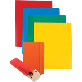 JAM Paper Back To School Assortments, 4 Folders, 1 Journal, 1 Pencil Case, Orange