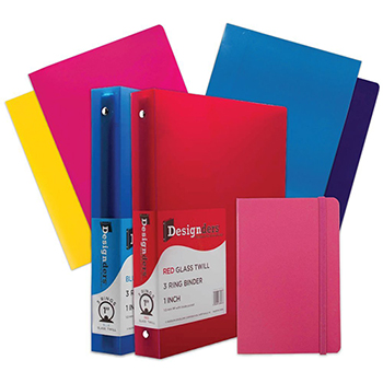 JAM Paper Back To School Assortments, 4 Folders, Two 1&quot; Binders, 1 Journal, Pink Glossy