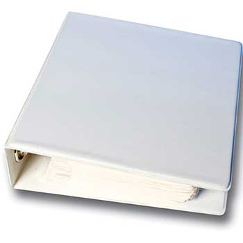 Auto Supplies Vinyl Binder for Ring Book Color-Code Items, White, 1/PK