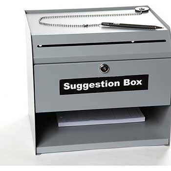 Auto Supplies Steel Suggestion Box, Desk Size, 1/BX