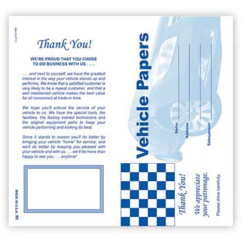 Auto Supplies Vehicle Paper Wallet, Blue with Checkered Flag, 50/BX