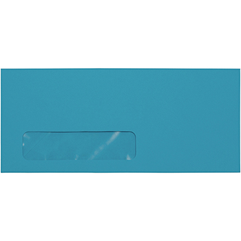 JAM Paper #10 Business Colored Window Envelopes, 4 1/8&quot; x 9 1/2&quot;, Blue Recycled, 500/CT