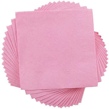 JAM Paper Small Beverage Napkins, 5&quot; x 5&quot;, Baby Pink, 250/BX