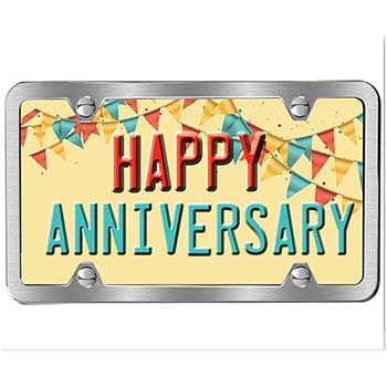 Auto Supplies Vehicle Anniversary Cards with Envelopes, 4.25&quot; x 5.5&quot;, 50 Cards/Pack