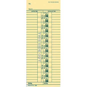 Auto Supplies Time Clock Cards, TC-292, 250/BX