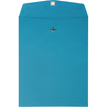 JAM Paper Open End Catalog Colored Envelopes with Clasp Closure, 10&quot; x 13&quot;, Blue Recycled, 100/BX