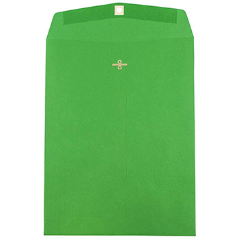 JAM Paper Open End Catalog Colored Envelopes with Clasp Closure, 10&quot; x 13&quot;, Green Recycled, 100/BX