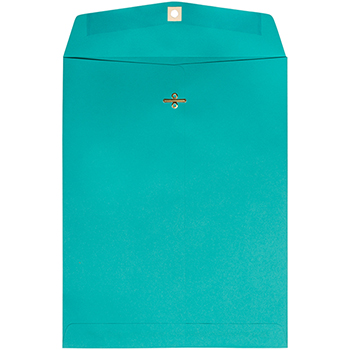 JAM Paper Open End Catalog Colored Envelopes with Clasp Closure, 10&quot; x 13&quot;, Sea Blue Recycled, 100/BX
