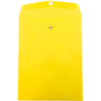 JAM Paper Open End Catalog Colored Envelopes with Clasp Closure, 10&quot; x 13&quot;, Yellow Recycled, 25/PK