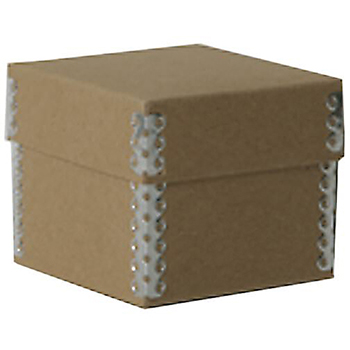 JAM Paper Nesting Box, 3 1/4&quot; x 3 1/4&quot; x 2 3/4&quot;, Natural Brown Kraft