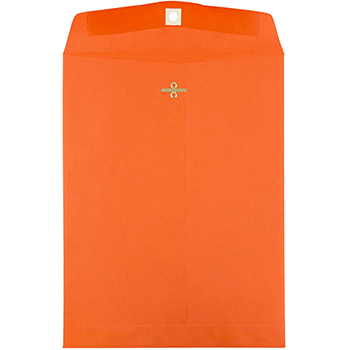 JAM Paper Open End Catalog Colored Envelopes with Clasp Closure, 10&quot; x 13&quot;, Orange Recycled, 100/BX