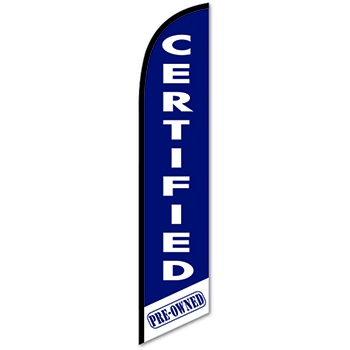 Auto Supplies Swooper Banner, Certified Pre Owned, Blue &amp; White