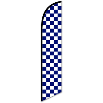 Auto Supplies Swooper Banner, Checkered Flag, Blue &amp; White