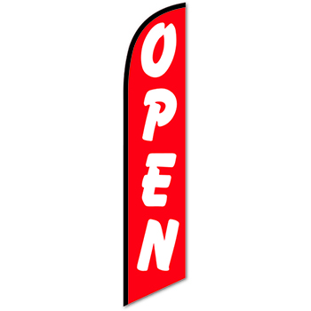 Auto Supplies Swooper Banner, Open, White Letter/Red Background