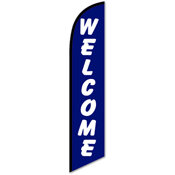 Auto Supplies Swooper Banner, Welcome, White Letters &amp; Blue Background