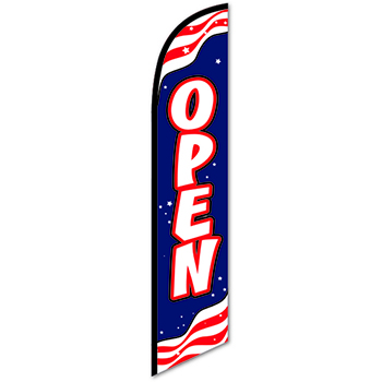 Auto Supplies Swooper Banner, Open, Red/White/Blue