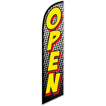 Auto Supplies Swooper Banner, Open, Red/Yellow
