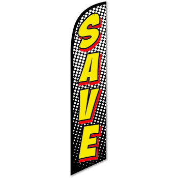 Auto Supplies Swooper Banner, Save, Red/Yellow