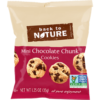 Back To Nature Mini Chocolate Chunk Cookies, Grab &amp; Go, 1.25 oz., 6/BX