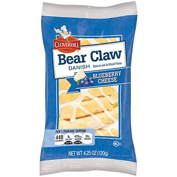 Cloverhill Blueberry Cheese Bear Claw, 4.25 oz., 6/BX