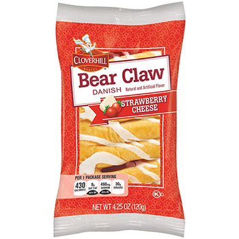 Cloverhill Strawberry Cheese Bear Claw, 4.25 oz., 6/BX