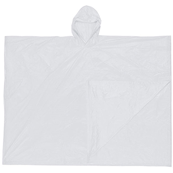 MCR Safety Disposable Schooner Ponchos, Clear, .10mm PVC Plastic, Attached Hood, Tote Pouch