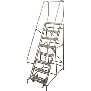 Cotterman Series 1000 Rolling Metal Ladder, 10&quot; Deep Expanded Metal Tread Top Step, 8 Steps