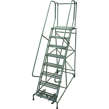 Cotterman Series 1000 Rolling Metal Ladder, 20&quot; Deep Expanded Metal Tread Top Step, 8 Steps
