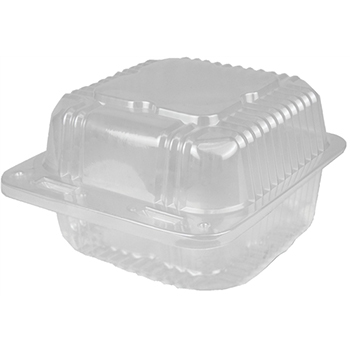 Durable Packaging Duralock Container, Hinged Lid, Plastic, Clear, 5&quot; x 5&quot; x 2 1/2&quot;, 500/CT