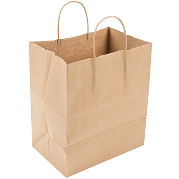 Duro Bag Bistro Kraft Shopping Bags, 10&quot; x 6.75&quot; x 12&quot;, 250/CT