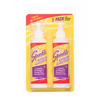 Sparkle Sparkle Flat Screen &amp; Monitor Cleaner 8oz Pump Twin Pack with Micro-Fiber Shammy