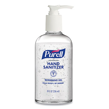 PURELL Advanced Gel Hand Sanitizer, 8 oz. Pump Bottle, 12/CS