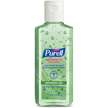 PURELL Advanced Hand Sanitizer Soothing Gel, Fresh Scent, 4 fl oz Portable Flip Cap Bottle, 24/CT