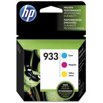 HP 933 Ink Cartridges - Cyan, Magenta, Yellow, 3 Cartridges (N9H56FN)