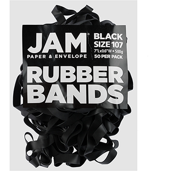 JAM Paper Colorful Rubber Bands, Size 107, Black, 100/PK