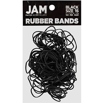 JAM Paper Colorful Rubber Bands, Size 16, Black, 100/PK