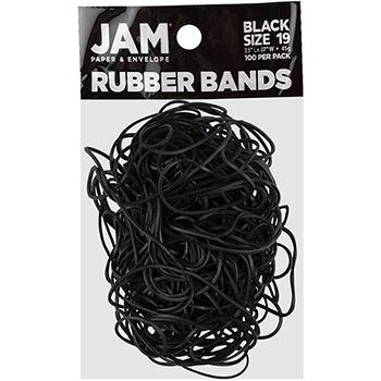 JAM Paper Colorful Rubber Bands, Size 19, Black, 100/PK