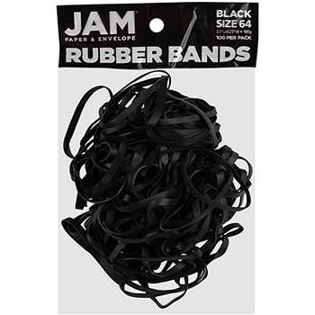 JAM Paper Colorful Rubber Bands, Size 64, Black, 100/PK