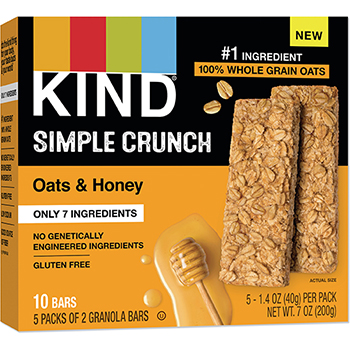 KIND Simple Crunch Bar, Oats and Honey, 0.52 oz., 5/PK