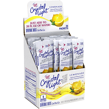 Crystal Light On-The-Go Sugar-Free Drink Mix Lemonade, 0.17 oz, 30 Count, 2/Pack
