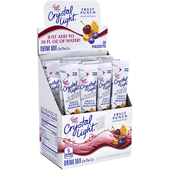 Crystal Light On-The-Go Sugar-Free Drink Mix Fruit Punch, 0.11 oz, 30 Count, 2/Pack