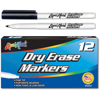 Liqui-Mark Pocket Dry-Erase Markers, Fine Point, Black, DZ