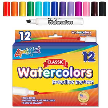 Liqui-Mark Watercolor Markers, Chisel Tip, Assorted