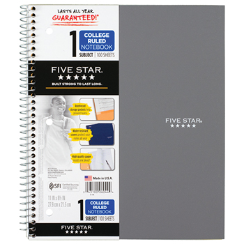 Five Star&#174; Trend Wirebound Notebooks, College Rule, 8 1/2 x 11, 1 Subject, 100 Sheets