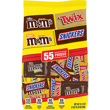 Mars Fun Size Variety Chocolate Mix, 31.18 oz. Bag, 55 Pieces, 6/CS