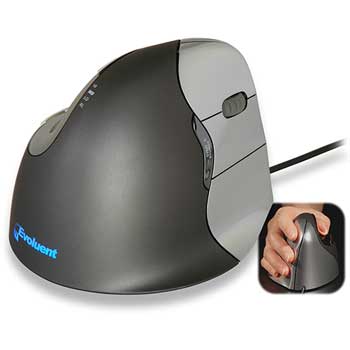 Evoluent Vertical Mouse 4 For Right-Hand - Optical - Cable - USB 2.0 - Scroll Wheel - 6 Button(s) - Right-handed Only
