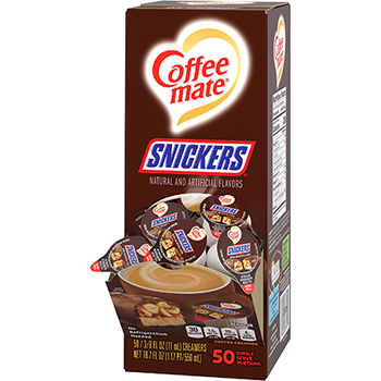 Coffee mate Liquid Coffee Creamer, Snickers, 0.38 oz Single Serve Cups, 50/Box