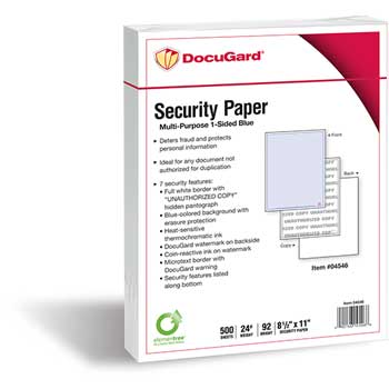 Paris Corporation Advanced Multipurpose Security Paper, 8 1/2&quot; x 11&quot;, 24 lb, 500 Sheets/Ream