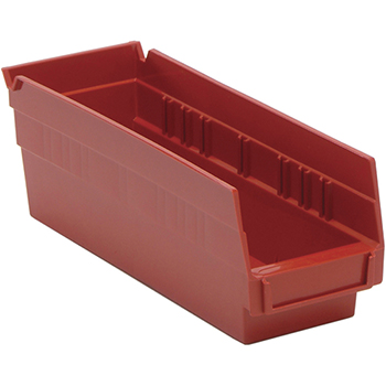 Quantum Storage Systems Economy Shelf Bins, 11-5/8&quot; x 4-1/8&quot; x 4&quot;, Red, 36/CT